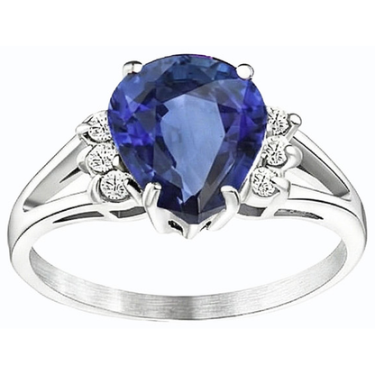 Ladies Natural Earth Mined Diamond Engagement Ring Blue Sapphire Split Shank 3.50 Carats