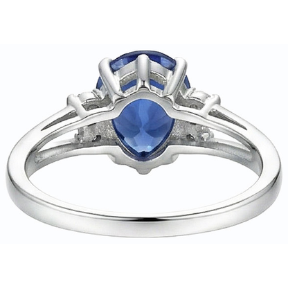 Ladies Natural Earth Mined Diamond Engagement Ring Blue Sapphire Split Shank 3.50 Carats