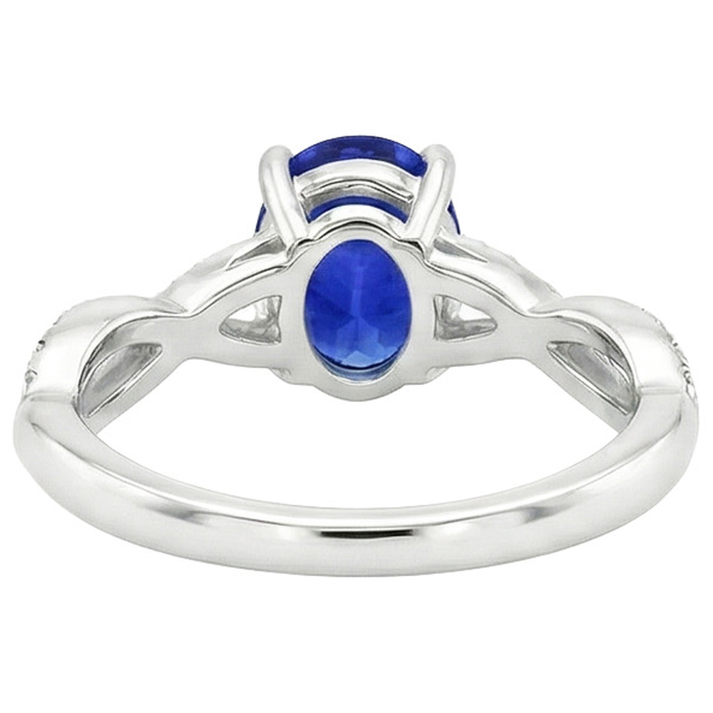 natural round sapphire 5ct ring on white background