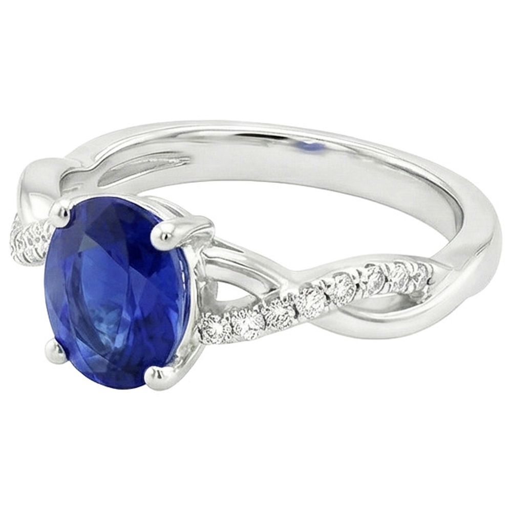 natural round sapphire 5ct ring top view
