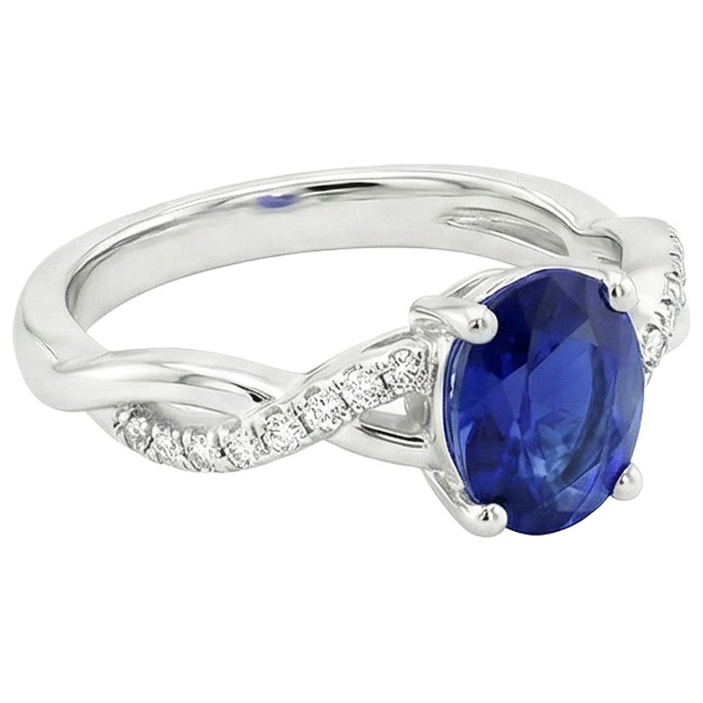 natural round sapphire 5ct ring profile view