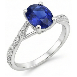 Natural Sapphire Ring 3ct - White Gold 14K