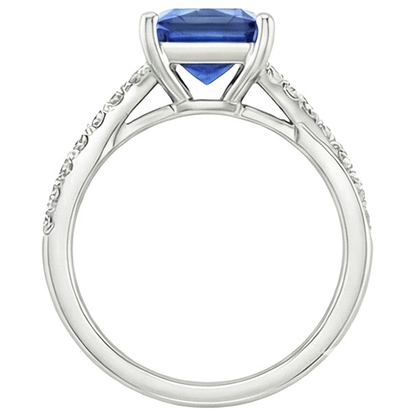 natural round sapphire 3.75ct ring on white background