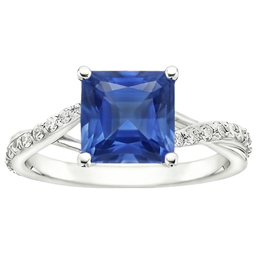 natural round sapphire 3.75ct ring close up detail