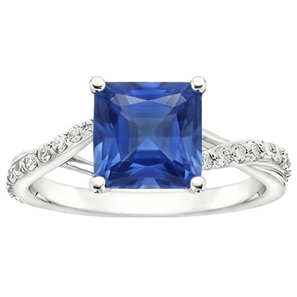 natural round sapphire 3.75ct ring close up detail