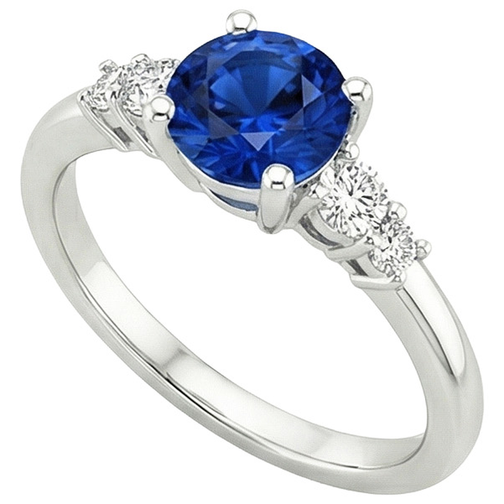 Ladies Natural Earth Mined Diamond Jewelry Round Ceylon Sapphire Five Stone 2.50 Carats