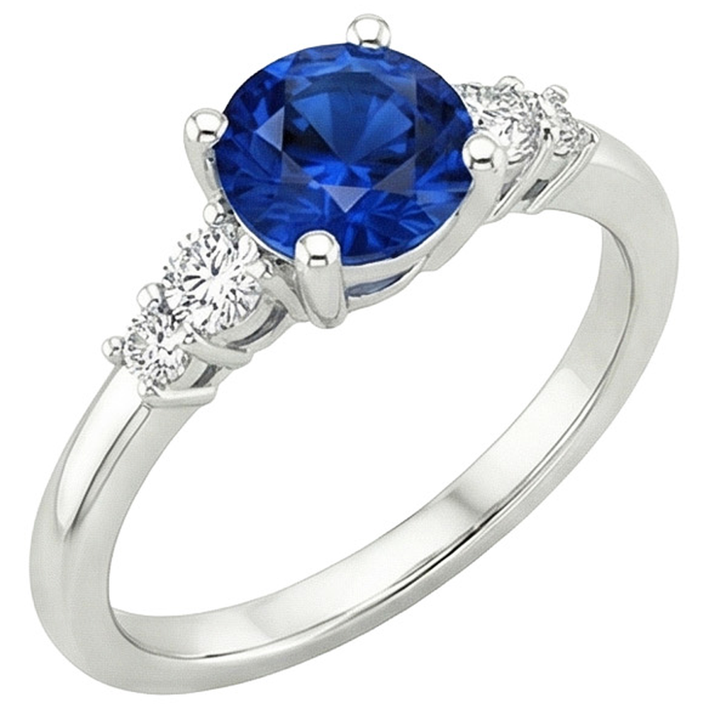 Ladies Natural Earth Mined Diamond Jewelry Round Ceylon Sapphire Five Stone 2.50 Carats