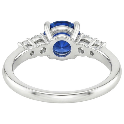 Ladies Natural Earth Mined Diamond Jewelry Round Ceylon Sapphire Five Stone 2.50 Carats
