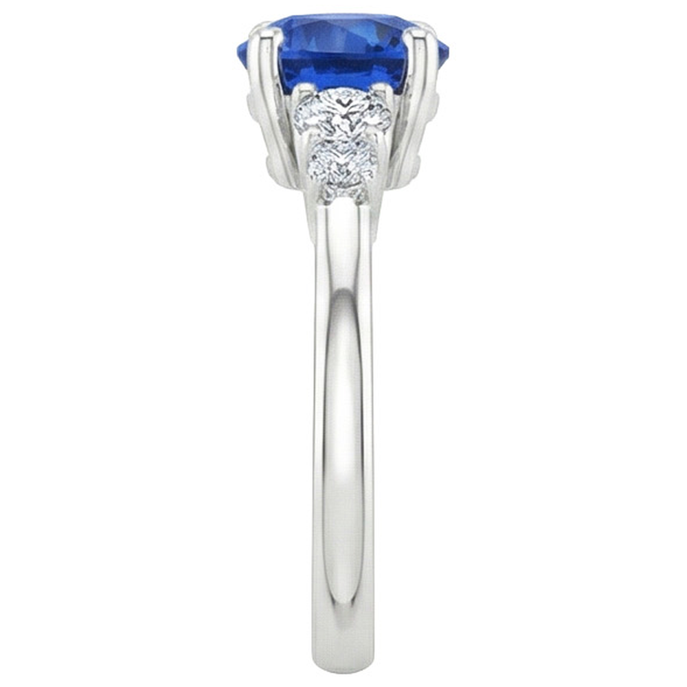 Ladies Natural Earth Mined Diamond Jewelry Round Ceylon Sapphire Five Stone 2.50 Carats