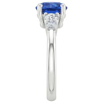 Ladies Natural Earth Mined Diamond Jewelry Round Ceylon Sapphire Five Stone 2.50 Carats