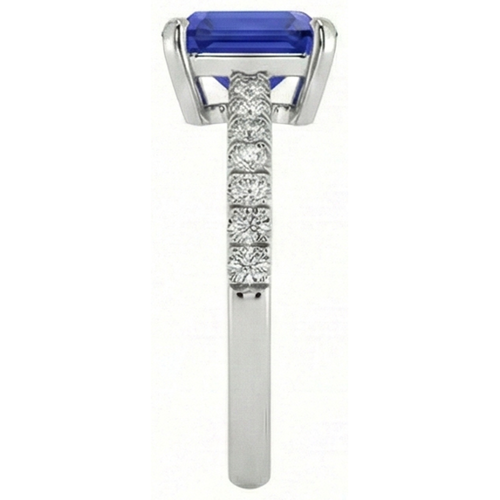 Ladies IGI CERTIFIED Diamond Ring Asscher Sri Lanka Color Sapphire 9.25 Carats Gold
