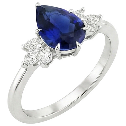 natural pear sapphire 7.25ct ring top view