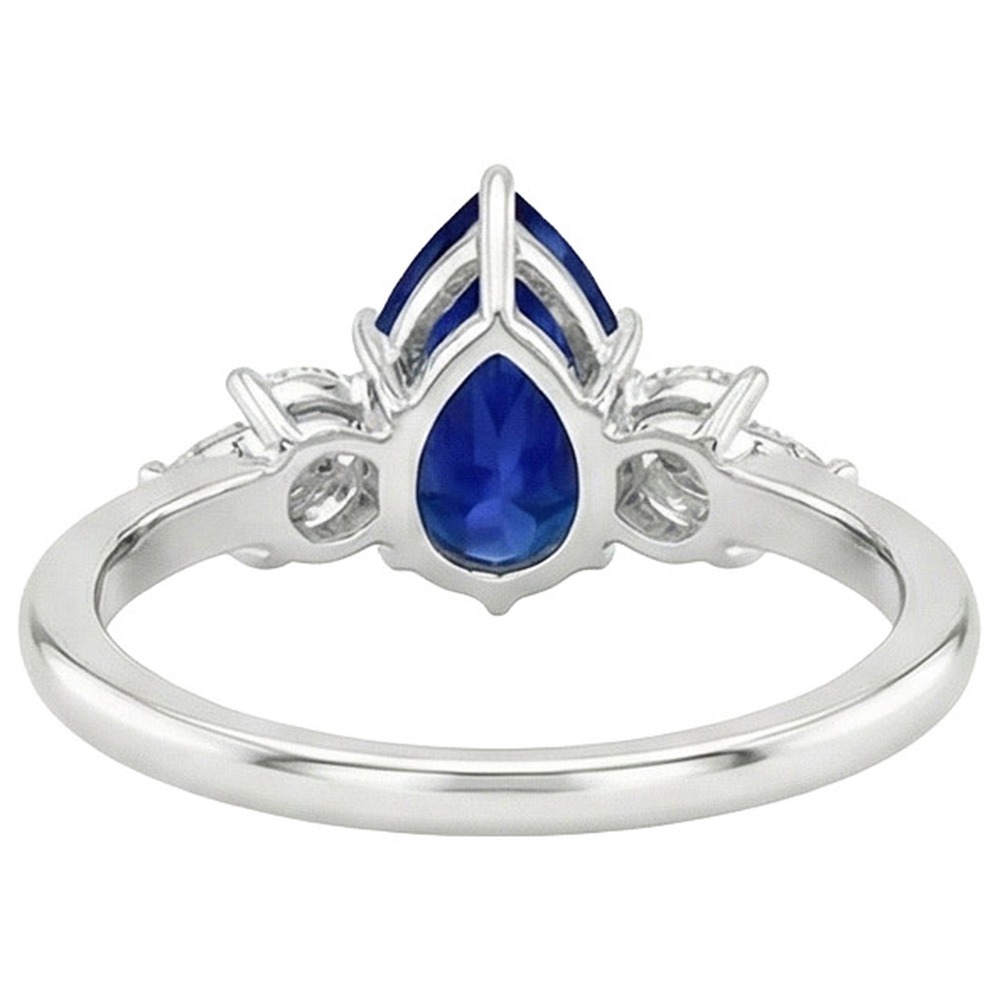 natural pear sapphire 7.25ct ring on white background