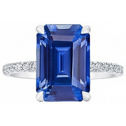 Ladies Solitaire Emerald Blue Sapphire Ring Accented Natural Earth Mined Diamonds 5 Carats