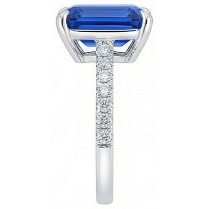 Ladies Solitaire Emerald Blue Sapphire Ring Accented Natural Earth Mined Diamonds 5 Carats