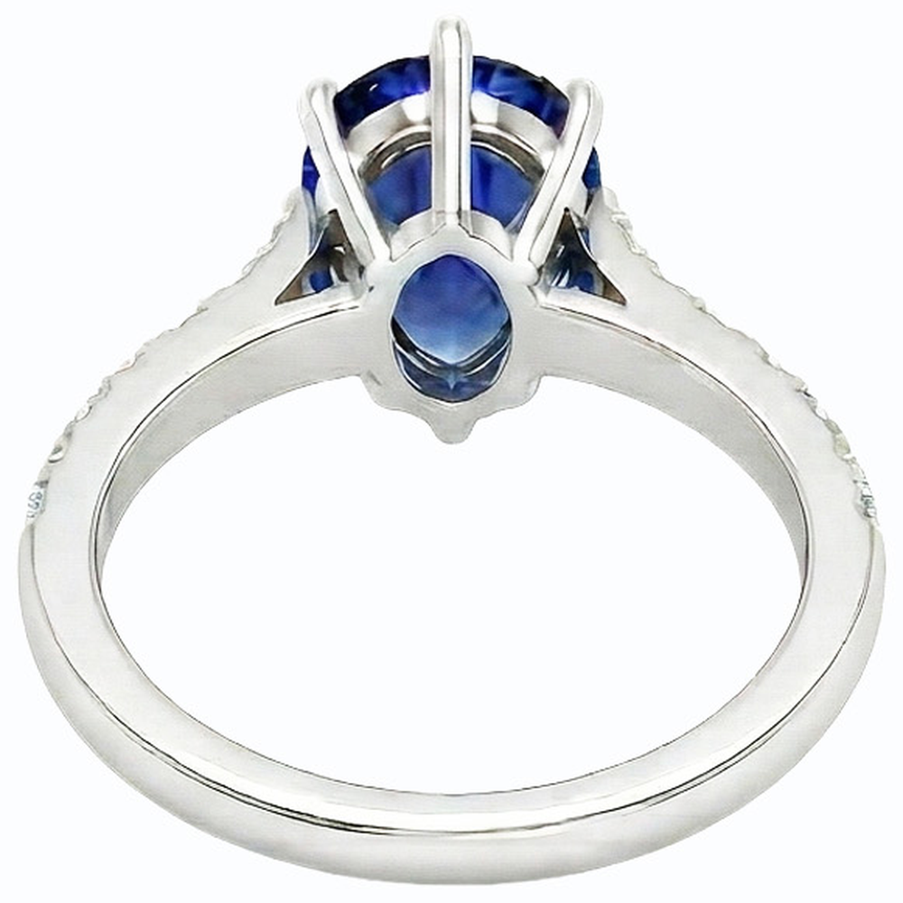 natural round sapphire 3ct ring profile view
