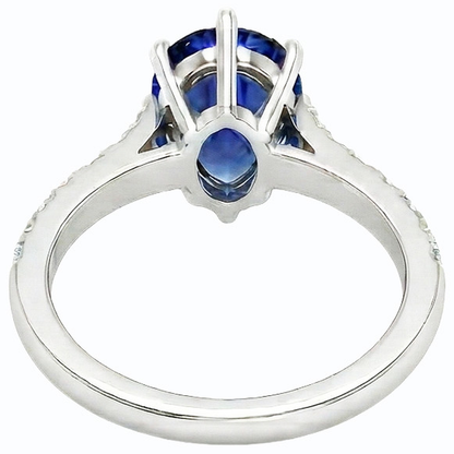 natural round sapphire 3ct ring profile view