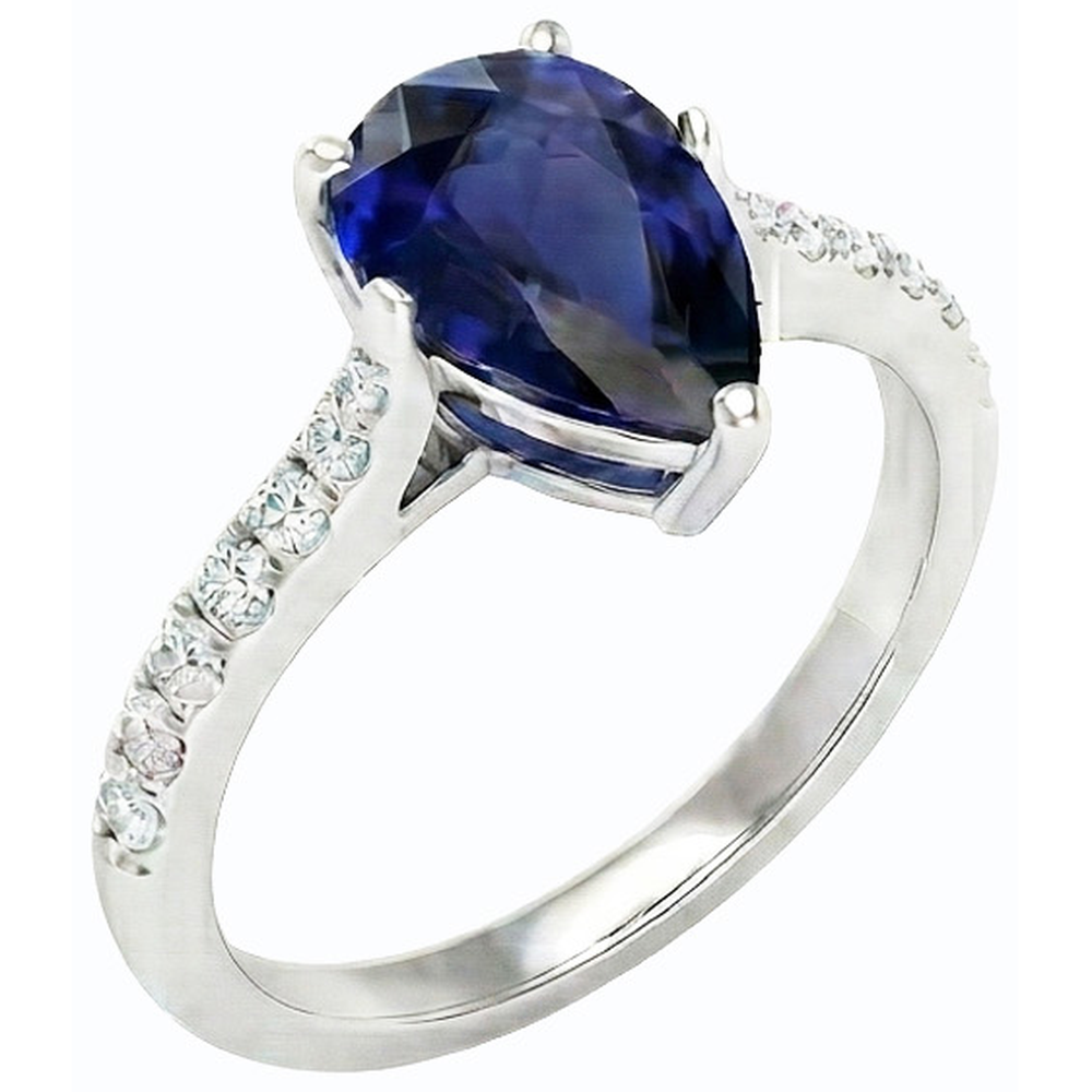 natural round sapphire 3ct ring front view