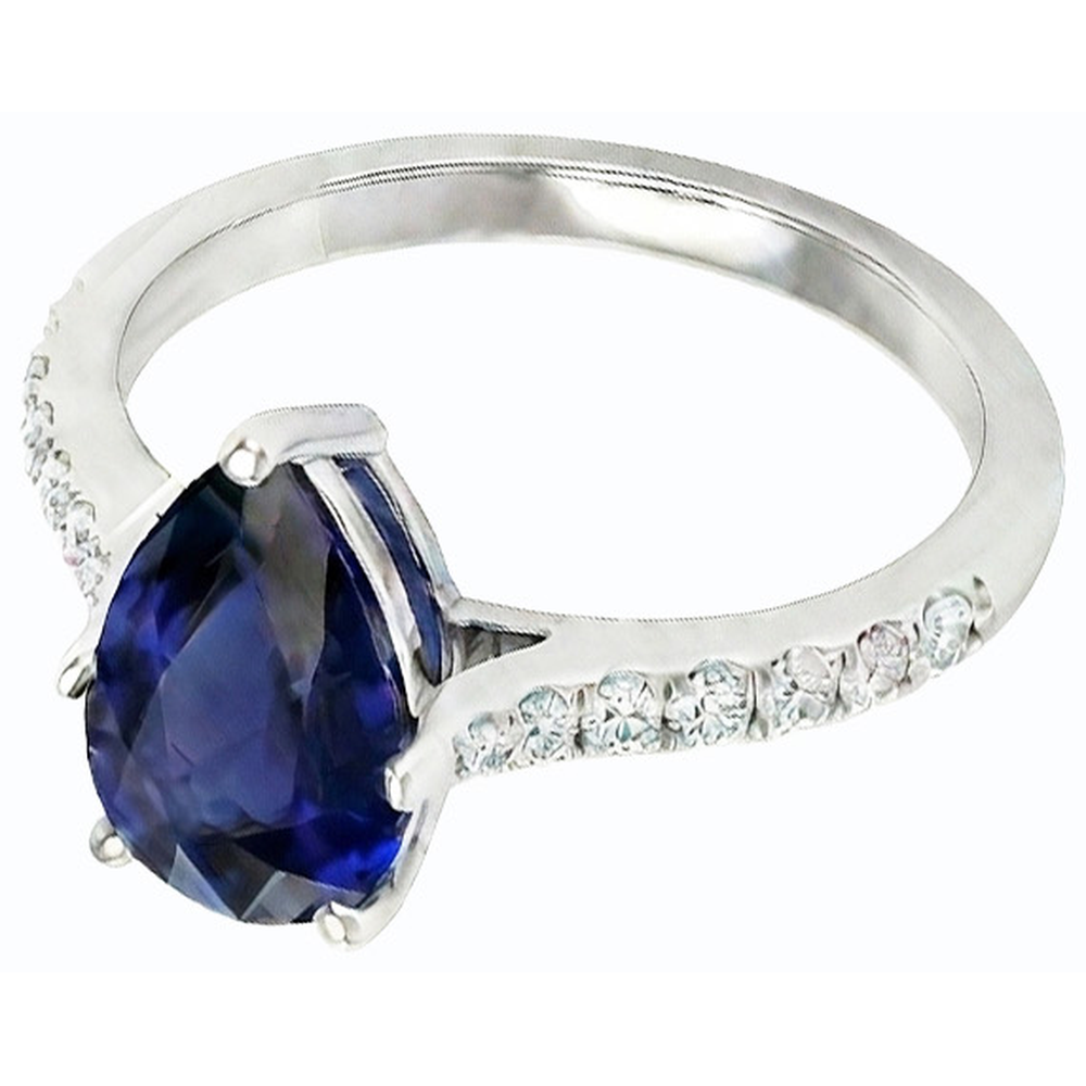 natural round sapphire 3ct ring side angle