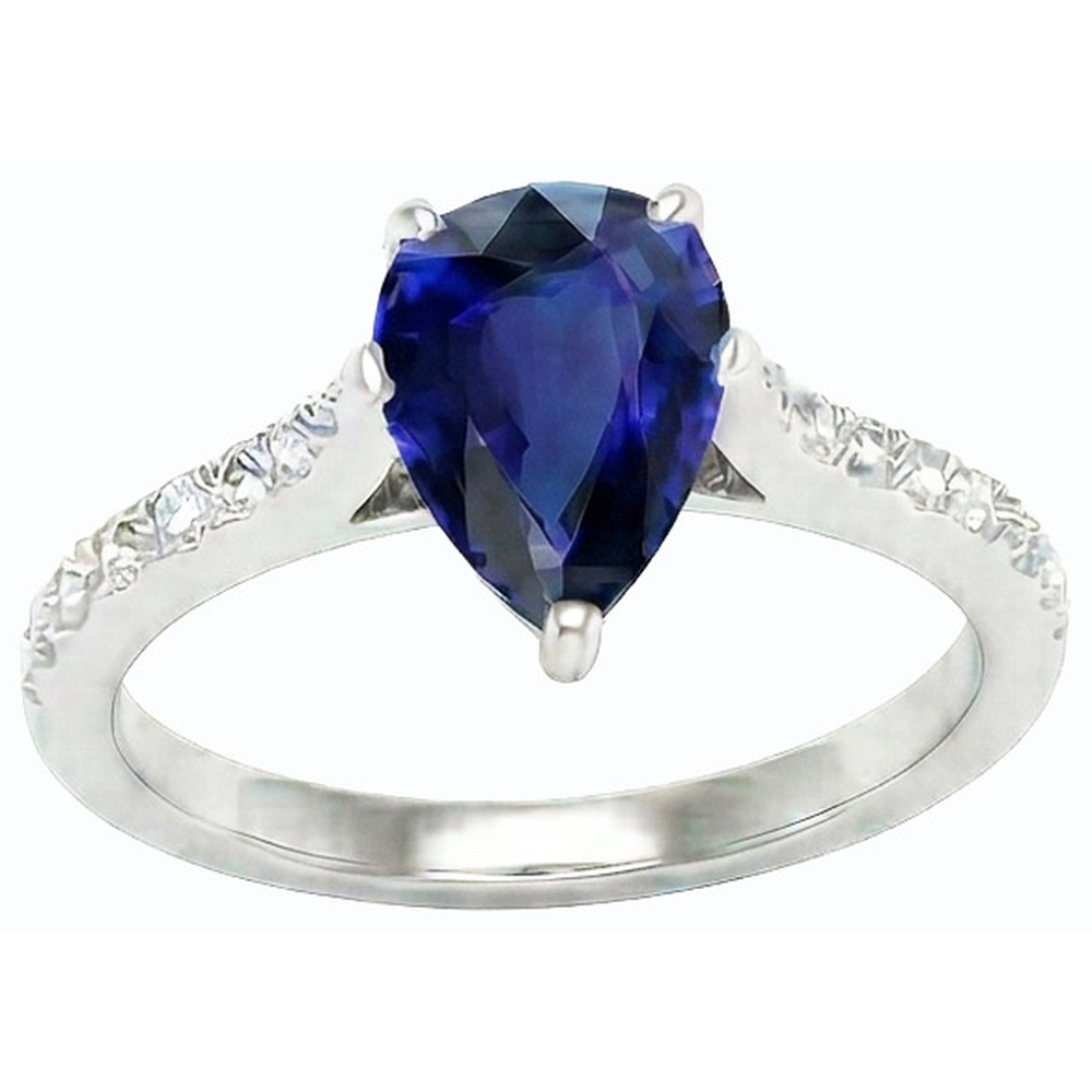 natural round sapphire 3ct ring close up detail
