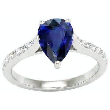 natural round sapphire 3ct ring close up detail