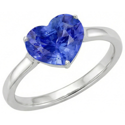 Natural Real ( Not Lab Grown )  Ladies Solitaire Ring Heart Light Blue Sapphire 14K Gold 2 Carats