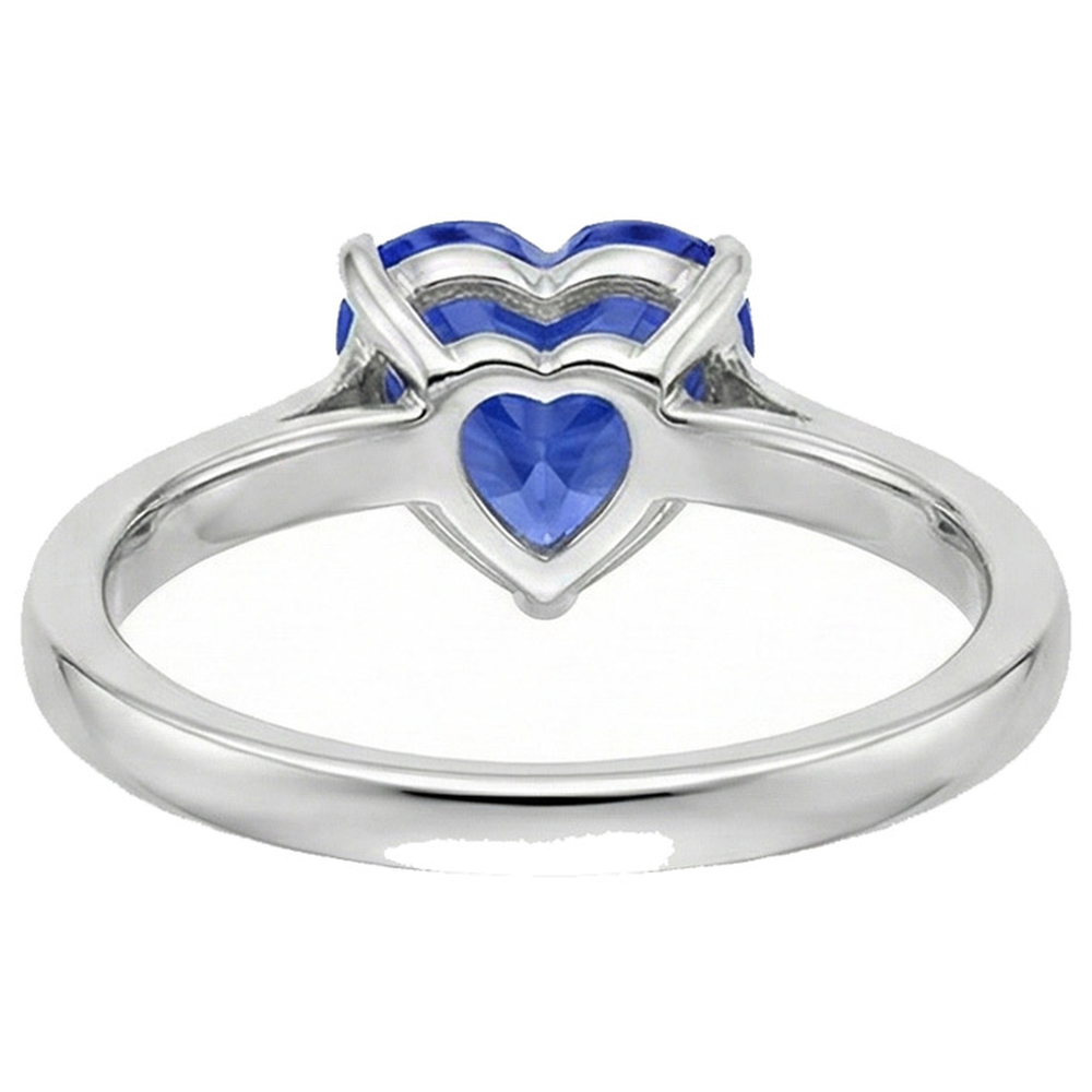 Natural Real ( Not Lab Grown )  Ladies Solitaire Ring Heart Light Blue Sapphire 14K Gold 2 Carats