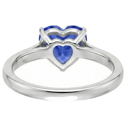 Natural Real ( Not Lab Grown )  Ladies Solitaire Ring Heart Light Blue Sapphire 14K Gold 2 Carats