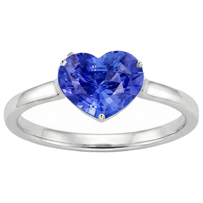 Natural Real ( Not Lab Grown )  Ladies Solitaire Ring Heart Light Blue Sapphire 14K Gold 2 Carats