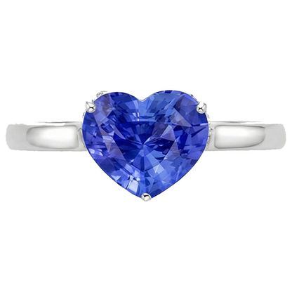 Natural Real ( Not Lab Grown )  Ladies Solitaire Ring Heart Light Blue Sapphire 14K Gold 2 Carats