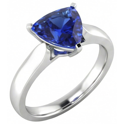 Natural Real ( Not Lab Grown )  Ladies Solitaire Trillion Sapphire Ring 1.50 Carats White Gold Jewelry