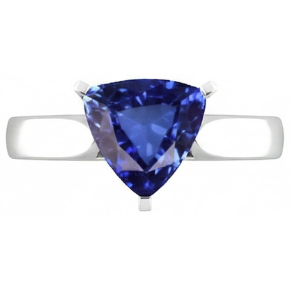 Natural Real ( Not Lab Grown )  Ladies Solitaire Trillion Sapphire Ring 1.50 Carats White Gold Jewelry