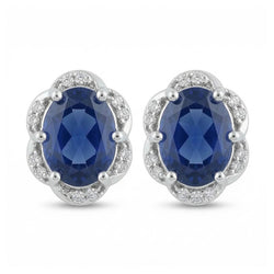 Natural Sapphire Earring 4.50ct - White Gold 14K