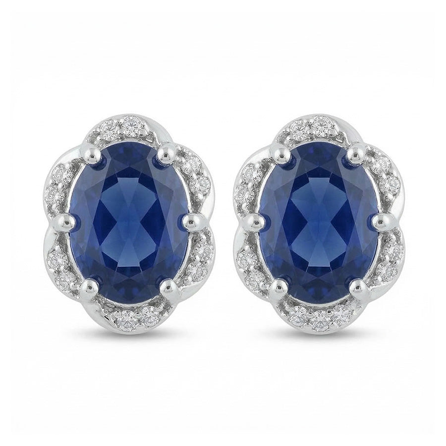 natural round sapphire 4.50ct earring front view