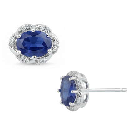 natural round sapphire 4.50ct earring close up detail