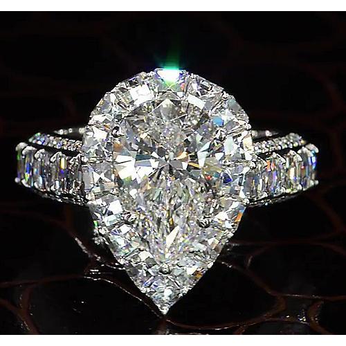 Ladies 9 Carat Halo Pear Diamond Ring