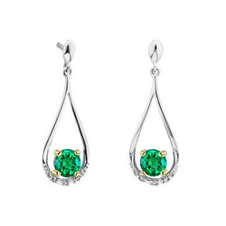 Ladies Dangle Earrings Green Emerald Gemstone Jewelry