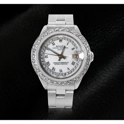 White String Diamond Dial Bezel Ss Oyster