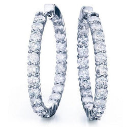 Ladies Gold Diamond Hoop Earrings 7 Carat