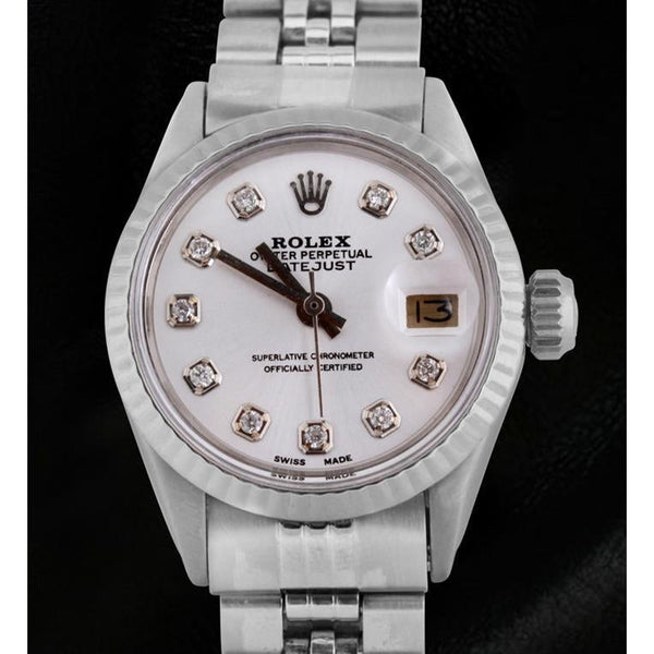 Ladies Ss Jubilee Bracelet White Diamond Dial Rolex Datejust Watch
