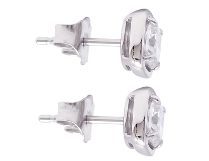 Ladies 2 Carat Cushion Cut Stud Lab Grown Diamonds Earring White Gold 14K