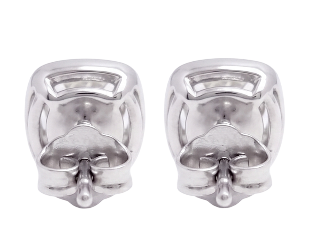 Ladies 2 Carat Cushion Cut Stud Lab Grown Diamonds Earring White Gold 14K