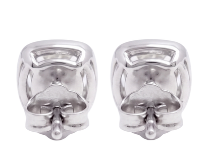 Ladies 2 Carat Cushion Cut Stud Lab Grown Diamonds Earring White Gold 14K