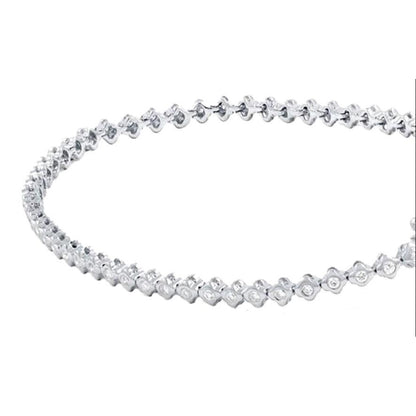 Ladies Bracelet 3 Carats Round Cut Small Natural Earth Mined Diamonds White Gold 14K