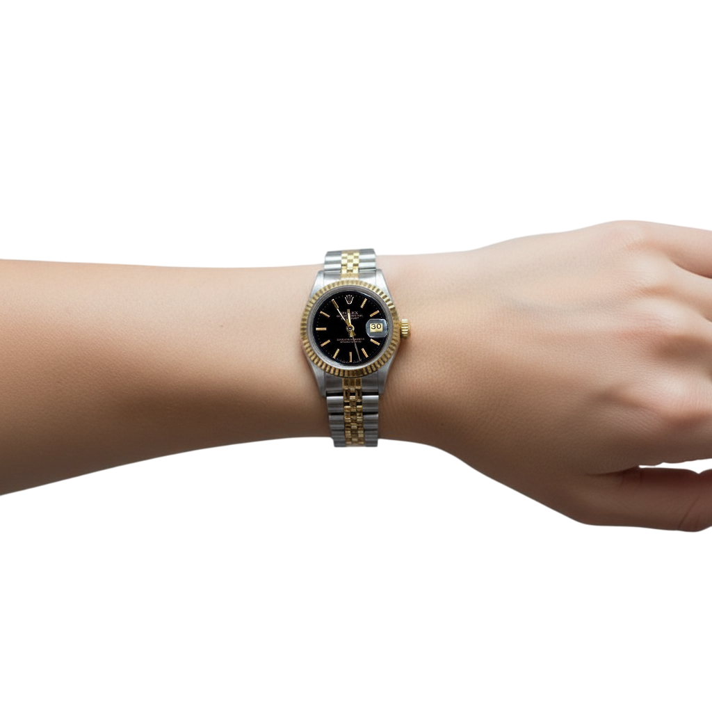 Ladies Datejust Rolex Watch Two Tone Stick Dial Women