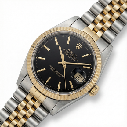 Ladies Datejust Rolex Watch Two Tone Stick Dial Women