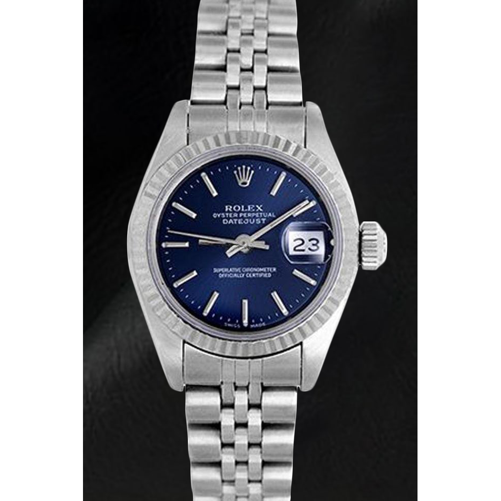 Ladies Datejust Stainless Steel 26 mm Blue Dial Rolex Watch