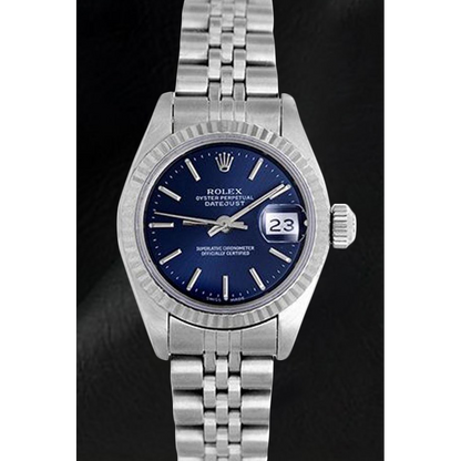 Ladies Datejust Stainless Steel 26 mm Blue Dial Rolex Watch