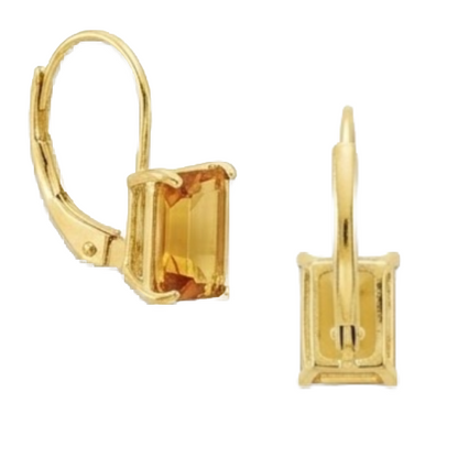 Ladies Drop Leverback Earrings 40 Carats Emerald Cut Madeira Citrine