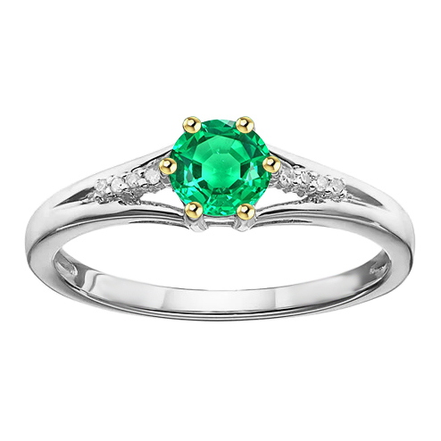 Ladies Gemstone Jewelry Round Green Emerald Ring